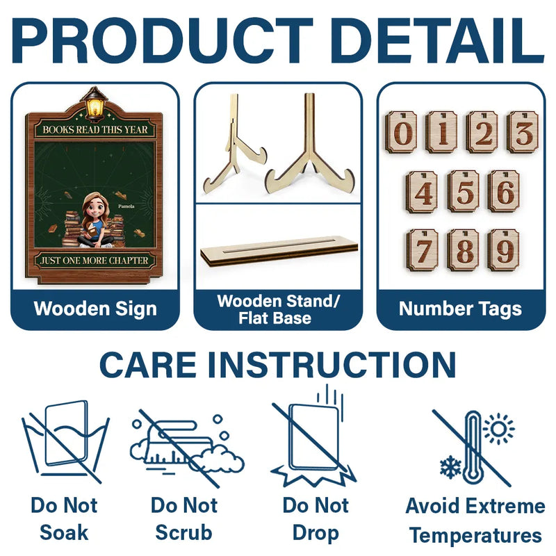 Gift For Women,Happy,Reading,Gift For Men,Gift For Yourself - 3D Effect Reading Girl Boy Books Read This Year - Personalized 2-Layered Wooden Tracker Sign