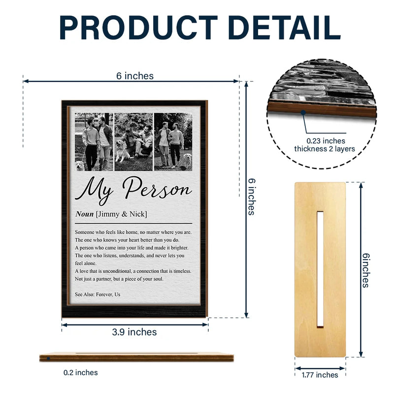Custom Photo,Gift For Couples,LGBT,Old Couples,Gift For Women,Gift For Men,Gift For Husband,Gift For Wife,Gift For Boyfriend,Gift For Girlfriend,Love - Custom Photo Couple My Person Definition - Personalized Custom Shaped 2-Layered Wooden Plaque
