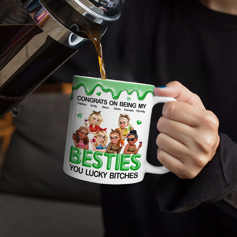 Gift For Sisters,Gift For Bestie,Gift For Women,Funny,Top Market - 3D Effect Congrats On Being My Sister Bestie - Personalized White Edge-to-Edge Mug