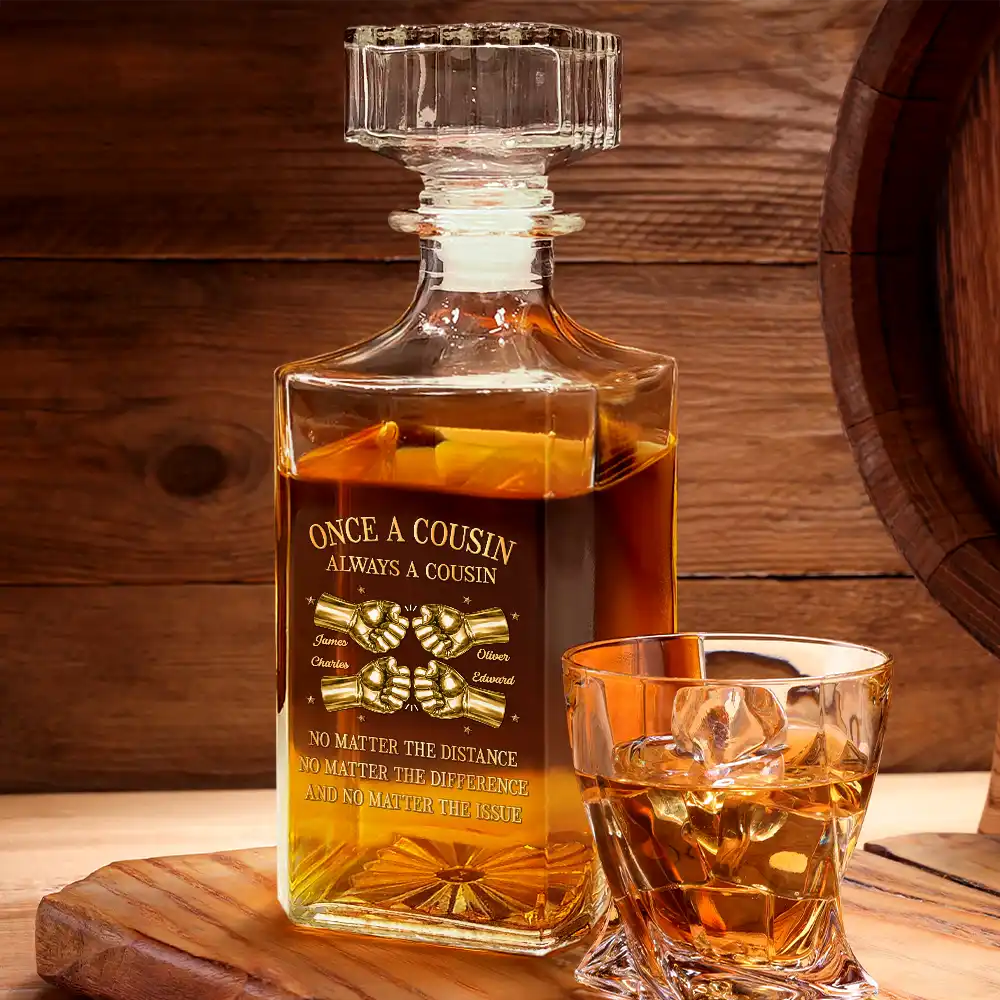 Gift For Brothers,Gift For Sibling,Cousin,Gift For Men,Happy - 3D Metal Effect Once A Brother Always A Brother - Personalized Square Whiskey Bottle