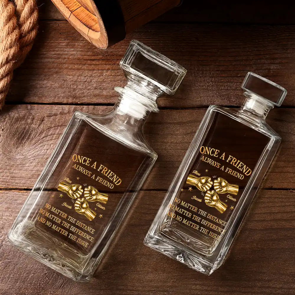 Gift For Brothers,Gift For Sibling,Cousin,Gift For Men,Happy - 3D Metal Effect Once A Brother Always A Brother - Personalized Square Whiskey Bottle