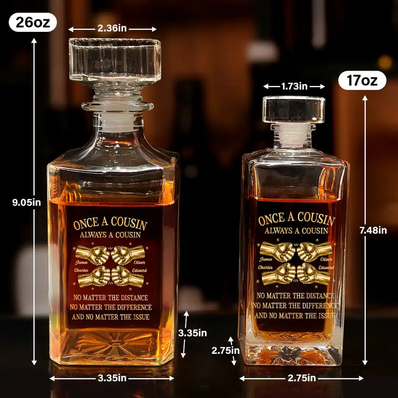 Gift For Brothers,Gift For Sibling,Cousin,Gift For Men,Happy - 3D Metal Effect Once A Brother Always A Brother - Personalized Square Whiskey Bottle