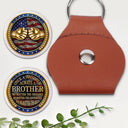 Gift For Brothers,Gift For Sibling,Cousin,Gift For Men,Happy,Independence Day - 3D Metal Effect Stars & Stripes Once A Brother Always A Brother - Personalized Leather Pocket Hug