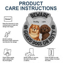 Pet Lovers,Pet Mom,Pet Dad,Pet Couple,Dog Lovers,Dog Mom,Dog Dad,Dog Couple,Cat Lovers,Cat Mom,Cat Dad,Cat Couple,Family,Happy,Top Market - Faux Embroidery Effect Beware Guard Dogs Cats On Duty - Personalized Custom Shaped Doormat