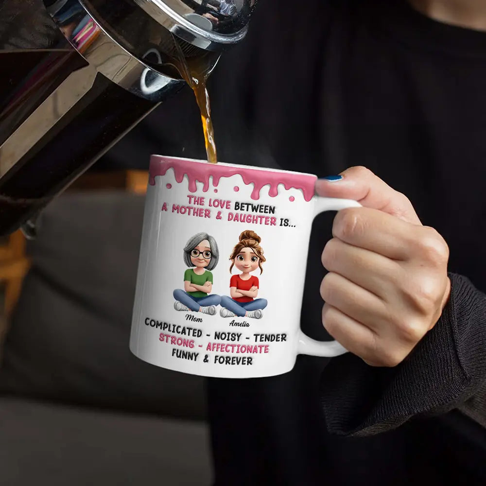 Gift For Daughter,Gift For Son,Gift For Grandkids,Gift For Women,Gift For Men,Mom - Daughters (Adult),Mom - Daughters (Young),Mom - Sons,Mom - Children,Dad - Daughters (Adult),Dad - Daughters (Young),Dad - Sons,Dad - Children,Grandpa - Grandkids,Grandma - Grandkids,Happy,Top Market,Top Market,Vector - 3D Inflated Effect Mom & Daughter Complicated Noisy Tender - Personalized White Edge-to-Edge Mug