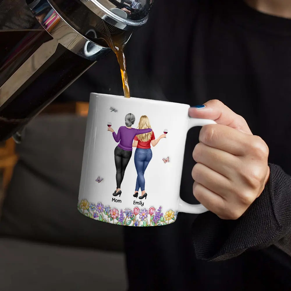 Mom - Daughters (Adult),Mom - Daughters (Young),Gift For Mother,Gift For Daughter,Gift For Women,Top Market,Top Market,Vector - 3D Effect Like Mother Like Daughter Oh Crap - Personalized White Edge-to-Edge Mug
