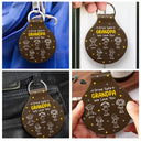 Gift For Father,Gift For Grandpa,Happy,Non-Eng,Icon - Stick Figures Drive Safe Daddy Grandpa - Personalized Custom Shaped Leather Keychain