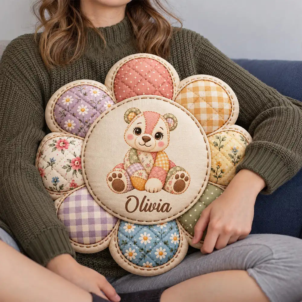 Adorable,Gift For Kids,Icon - Gift For Kids - Personalized Patchwork Animal And Name Vintage Quilt Print Pillow