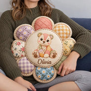 Adorable,Gift For Kids,Icon - Gift For Kids - Personalized Patchwork Animal And Name Vintage Quilt Print Pillow