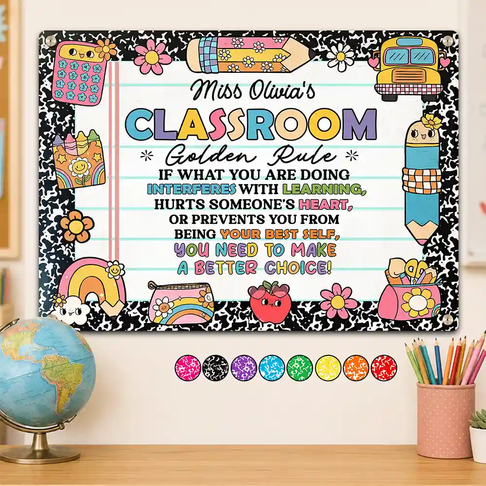 Teacher Classroom Golden Rule - Personalized Classic Metal Signs