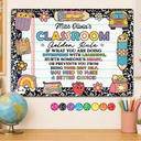 Back To School,Top Market,Teacher,Adorable,Custom Text - Teacher Classroom Golden Rule - Personalized Classic Metal Signs
