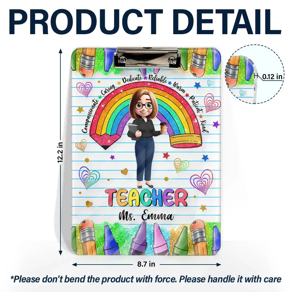 Teacher,Happy - Teacher Compassionate Caring - Personalized Acrylic Clipboard