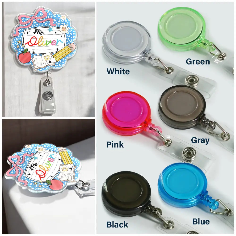 Teacher,Back To School,Proud,Vector - Teacher Composition Book - Personalized Badge Reel