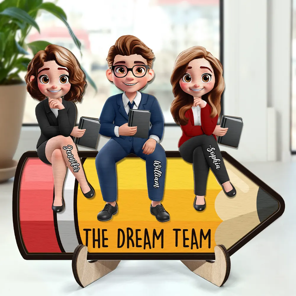 Teacher Dream Team - Personalized 2-Layered Wooden Plaque With Stand