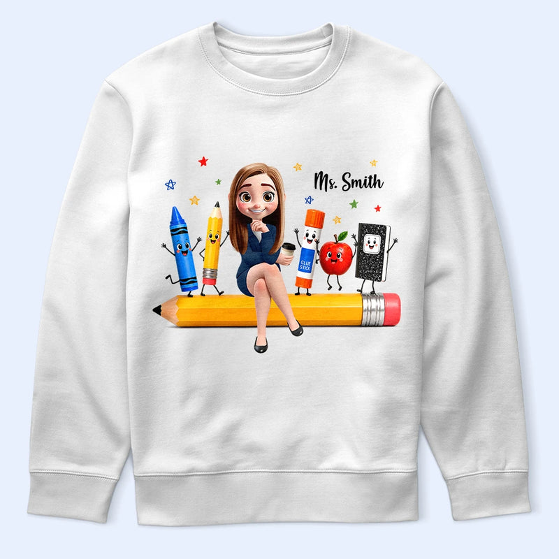 Top Market,Adorable,Teacher,Back To School,Vector - Teacher Life Happy To See Your Face - Personalized T Shirt