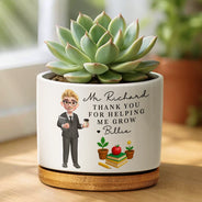 Teacher, Happy - Teacher Thank You For Helping Me Grow - Personalized Ceramic Plant Pot
