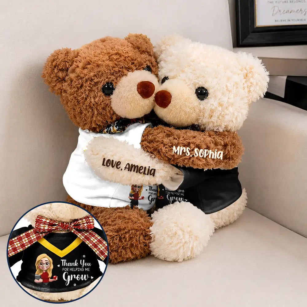 Grateful,Teacher,Back To School,Vector - Teacher Thank You For Helping Me Grow - Personalized Hugging Bear