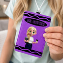 Teacher,Confident,Back To School,Vector - Teacher With Colorful Crayon - Personalized Badge Holder