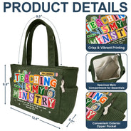 Top Market,Devoted,Christian,Teacher,Back To School,Custom Text - Teaching Is My Ministry - Personalized Corduroy Tote Bag
