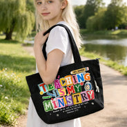 Top Market,Devoted,Christian,Teacher,Back To School,Custom Text - Teaching Is My Ministry - Personalized Corduroy Tote Bag