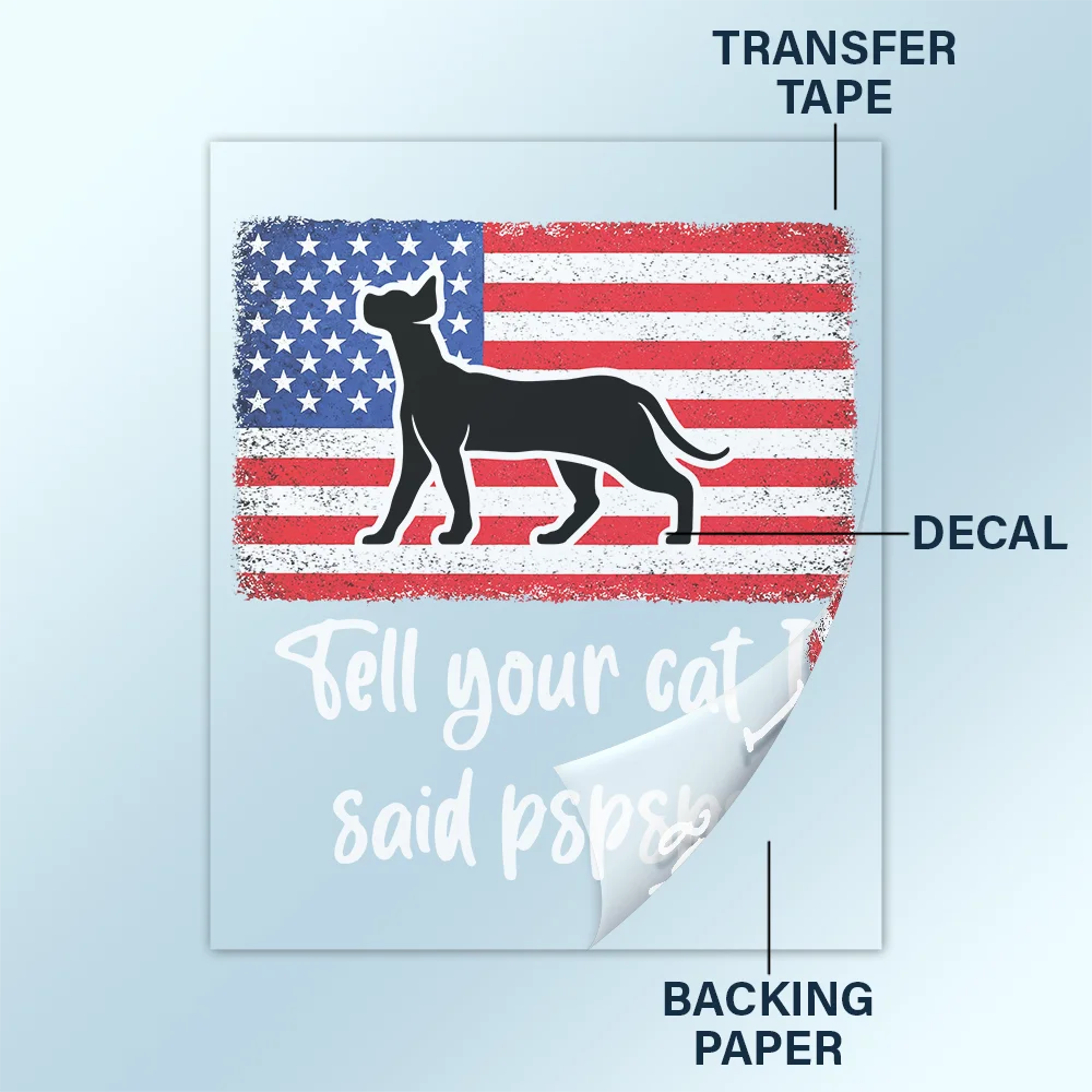 America 250th, Independence Day - Tell Your Cat I Said Pspsps Cat Side View - Personalized Decor Decal