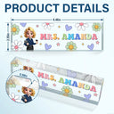 Teacher,Gift For Women,Happy,Back To School - Text Pattern Groovy Retro Teacher Name - Personalized Desk Name Plate