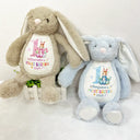 New Dad,New baby,New Mom - Text Pattern My First Easter - Personalized Soft Toy Bunny
