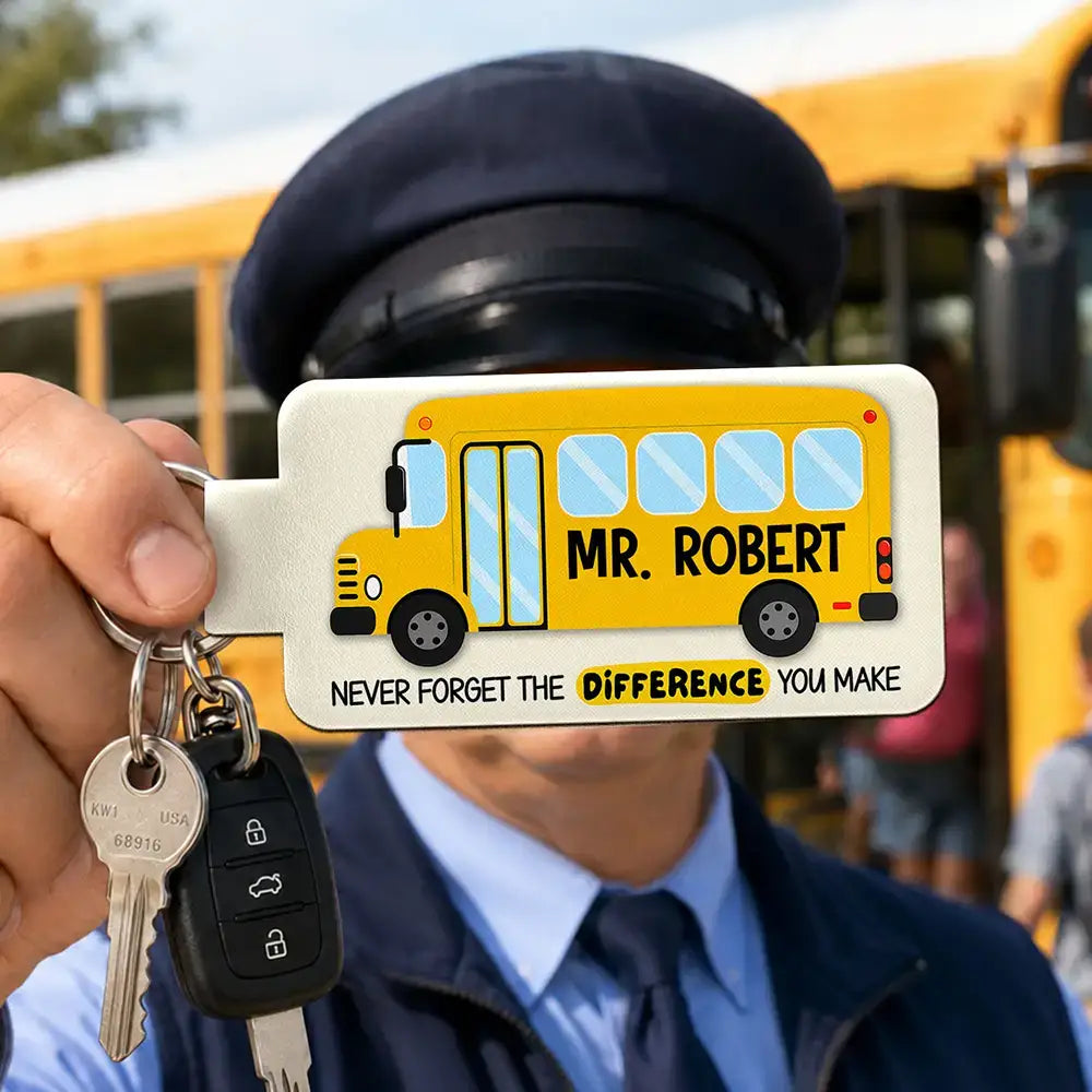 Thank You Bus Driver For The Sweet Ride - Personalized Custom Shaped Leather Keychain