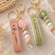 Sentimental, Wedding, Icon - Thank You For Being My Bridesmaid - Personalized Leather Beaded Keychain