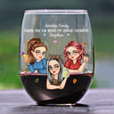 Gift For Bestie,Gifts For Colleagues,Gift For Sisters,Gift For Sibling,Happy - Thank You For Being My Unpaid Therapist Bestie - Personalized Stemless Wine Glass
