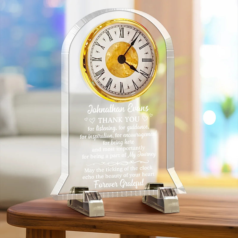 Retirement, Gifts For Colleagues, Happy - Thank You For Listening, For Guidance - Personalized Acrylic Desk Clock