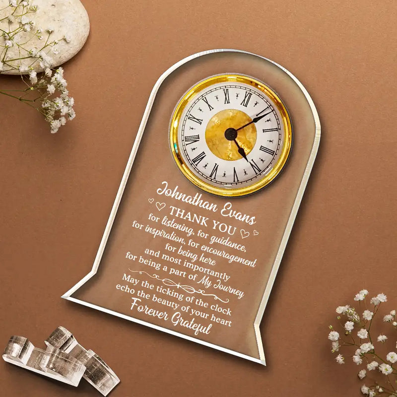 Retirement, Gifts For Colleagues, Happy - Thank You For Listening, For Guidance - Personalized Acrylic Desk Clock