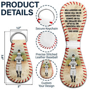 Baseball, Dad - Children, Gift For Father, Happy - Thank You For Teaching Me To Play - Personalized Leather Baseball Keychain