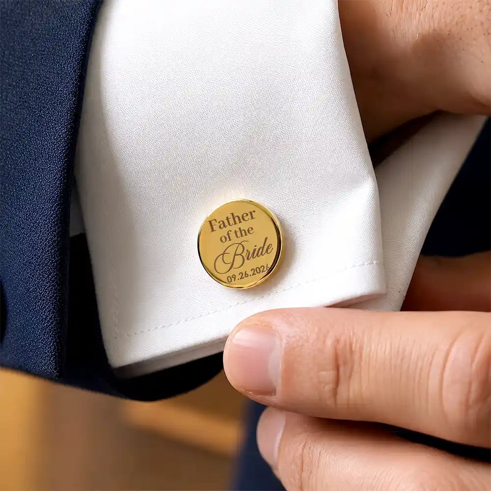 Sentimental, Gift For Father, Wedding, Custom Text - Thank You For Walking By My Side Today And Always - Personalized Circular Cufflinks