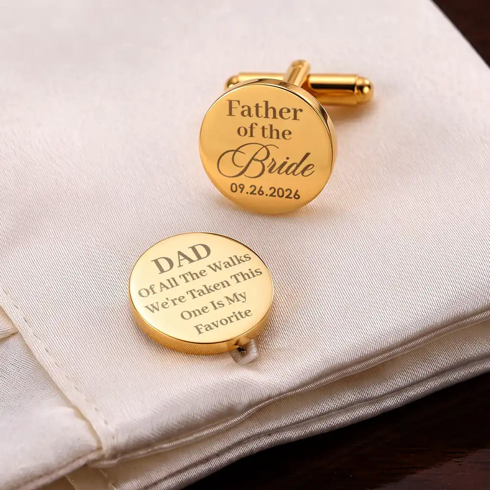 Sentimental, Gift For Father, Wedding, Custom Text - Thank You For Walking By My Side Today And Always - Personalized Circular Cufflinks