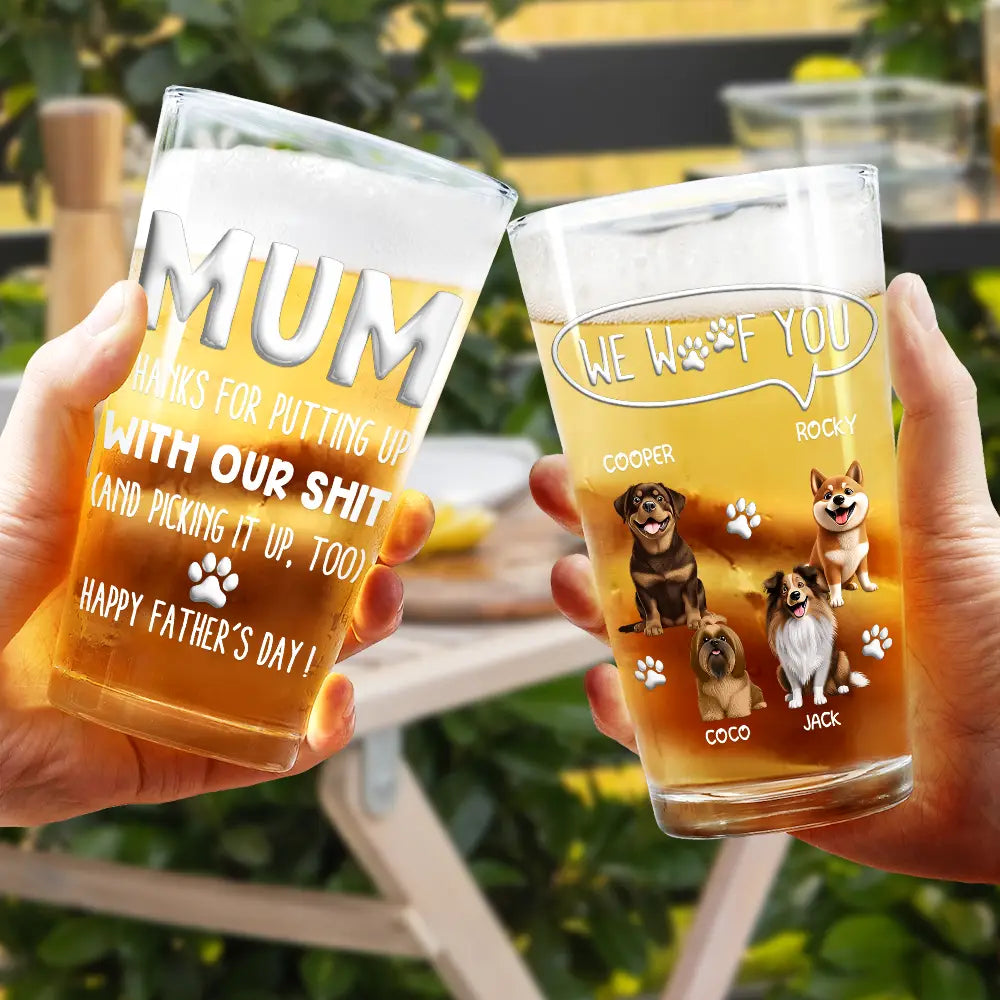 Pet Lovers,Pet Mom,Pet Dad,Dog Lovers,Dog Mom,Dog Dad - Thanks For Picking Up My Poop - Personalized Beer Glass

