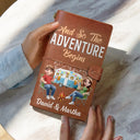 Camping,Gift For Couples,Happy - The Adventure Book 3D Effect Camping Couple Camper - Personalized Leather Vintage Journal