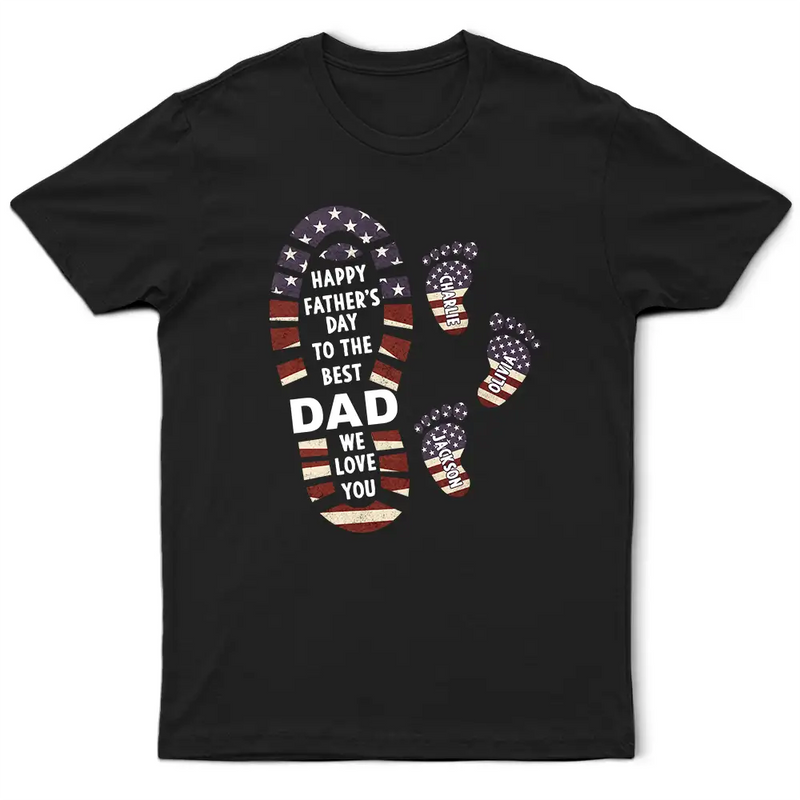 Dad - Children,Grandpa - Grandkids,Gift For Father,Gift For Grandpa,Top Market,Non-Eng,Icon,Confident - The Best Dad We Love You Footprints - Personalized T Shirt