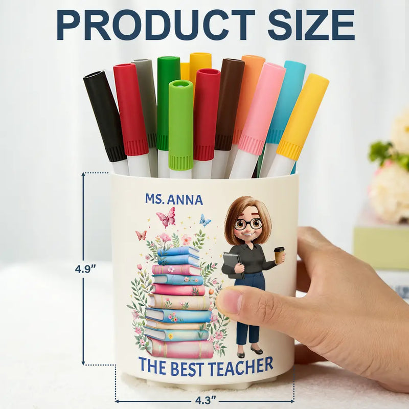 Teacher, Happy - The Best Teacher - Personalized Rotating Pen Holder