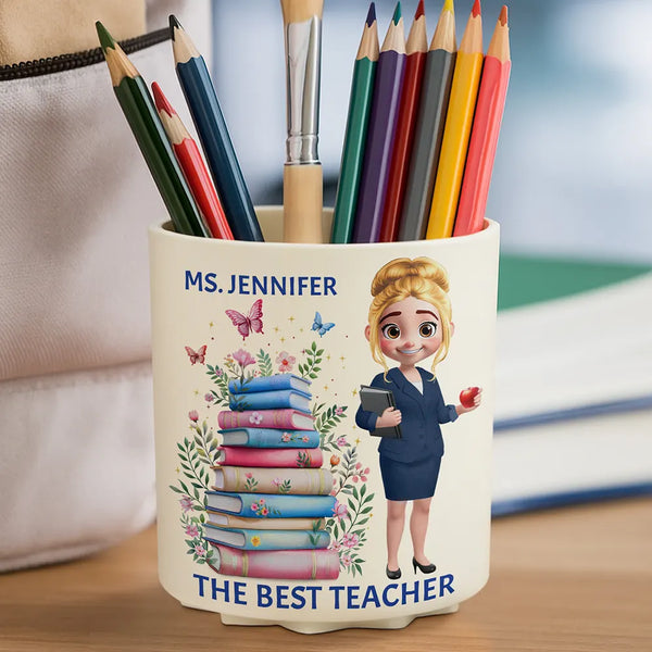 Teacher, Happy - The Best Teacher - Personalized Rotating Pen Holder