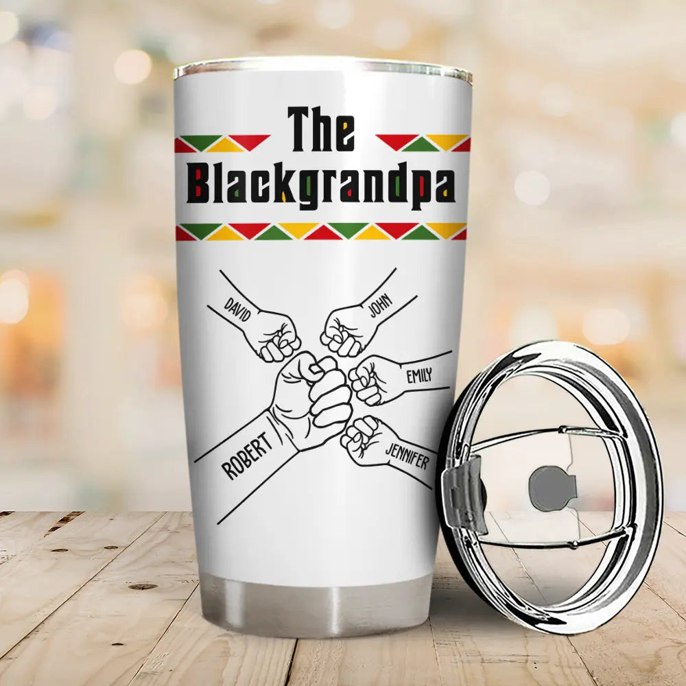 Afro Dad,Gift For Men,Gift For Father,Gift For Grandpa,Happy,Top Market,Top Market,Icon - The Blackfather Fist Bump - Personalized Tumbler