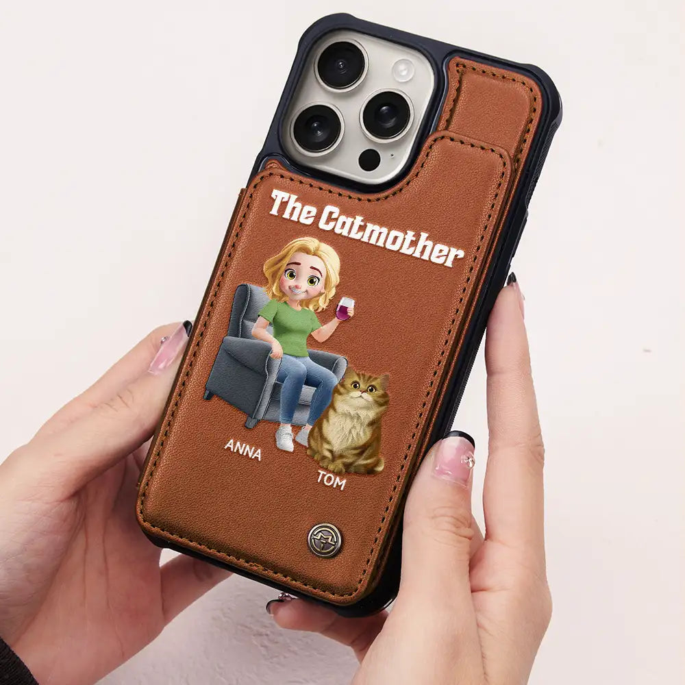 Cat Mom,Cat Lovers,Pet Lovers,Funny - The Cat Mother 3d Effect - Personalized Leather Flip Wallet Phone Case