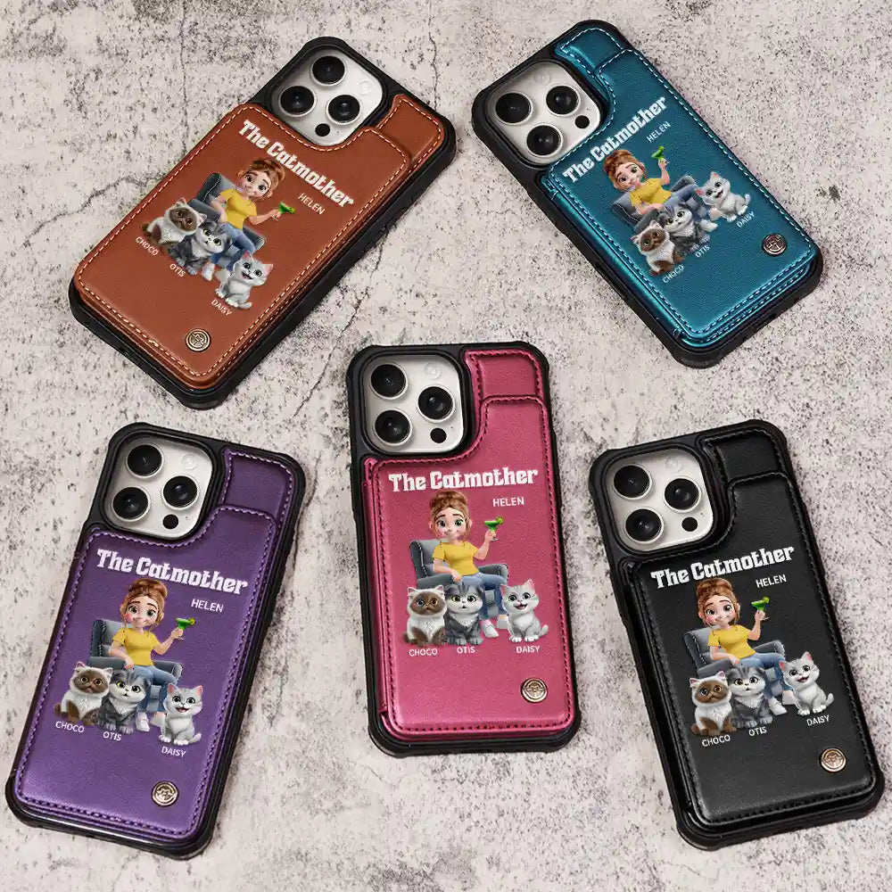 Cat Mom,Cat Lovers,Pet Lovers,Funny - The Cat Mother 3d Effect - Personalized Leather Flip Wallet Phone Case