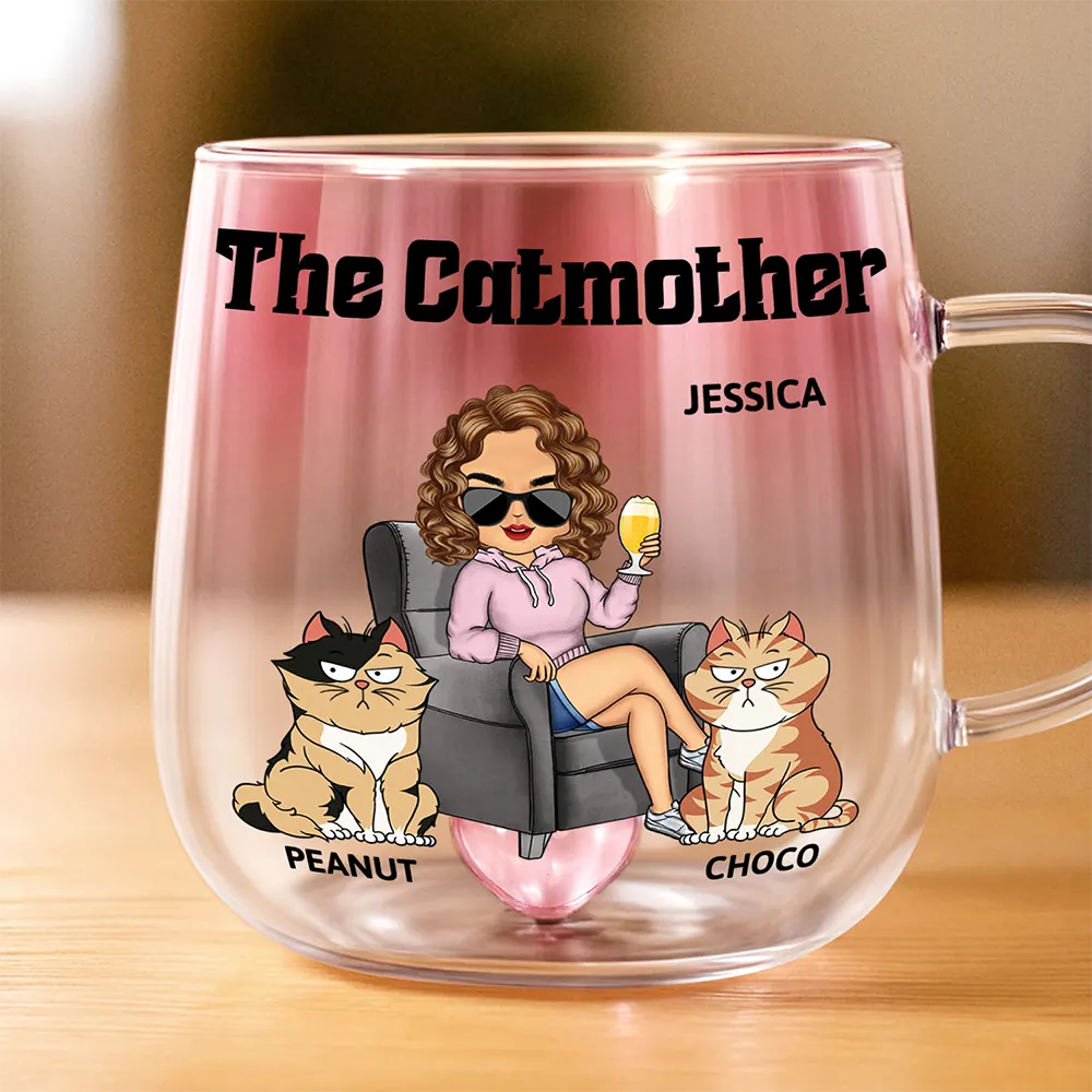 The Catmother - Personalized Gradient Glass Mug