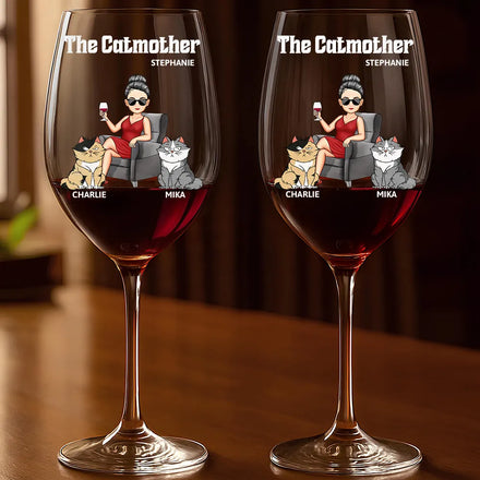 The Catmother - Personalized Wine Glass