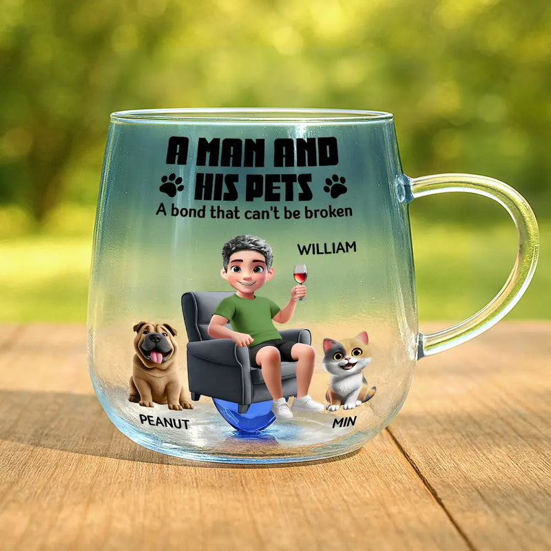 Cat Lovers,Cat Mom,Cat Dad,Happy - The Catmother A Girl And Her Cat 3D Effect - Personalized Gradient Glass Mug