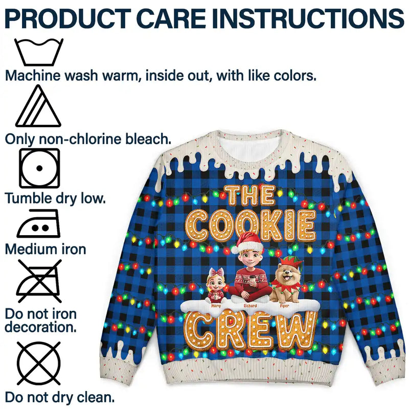 Christmas,Family,Icon,Happy - The Cookie Crew Family - Personalized Unisex Ugly Sweater