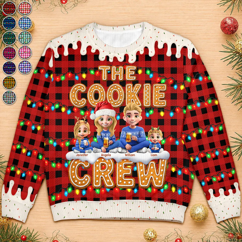 Christmas,Family,Icon,Happy - The Cookie Crew Family - Personalized Unisex Ugly Sweater