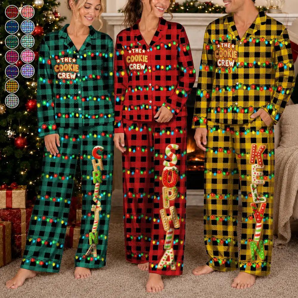 Christmas,Family,Icon,Happy - The Cookie Crew Family Gingerbread Name - Personalized Long Pajamas Set