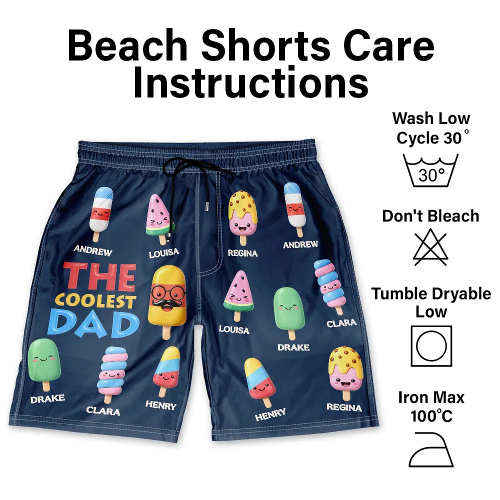 Gift For Husband,Gift For Grandpa,Gift For Father,Funny - The Coolest Pop Grandpa Dad - Personalized Unisex Beach Shorts